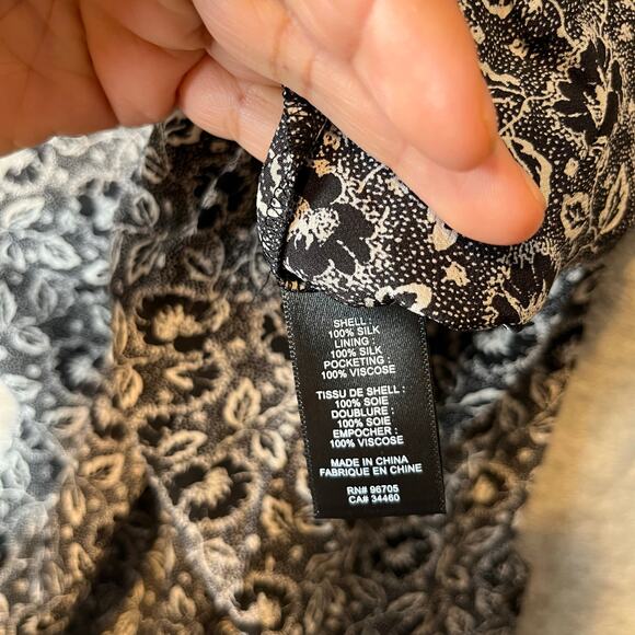 Rebecca Taylor Floral Print Black and White Silk Sleeveless Jumpsuit Size 12 New - Picture 7 of 11